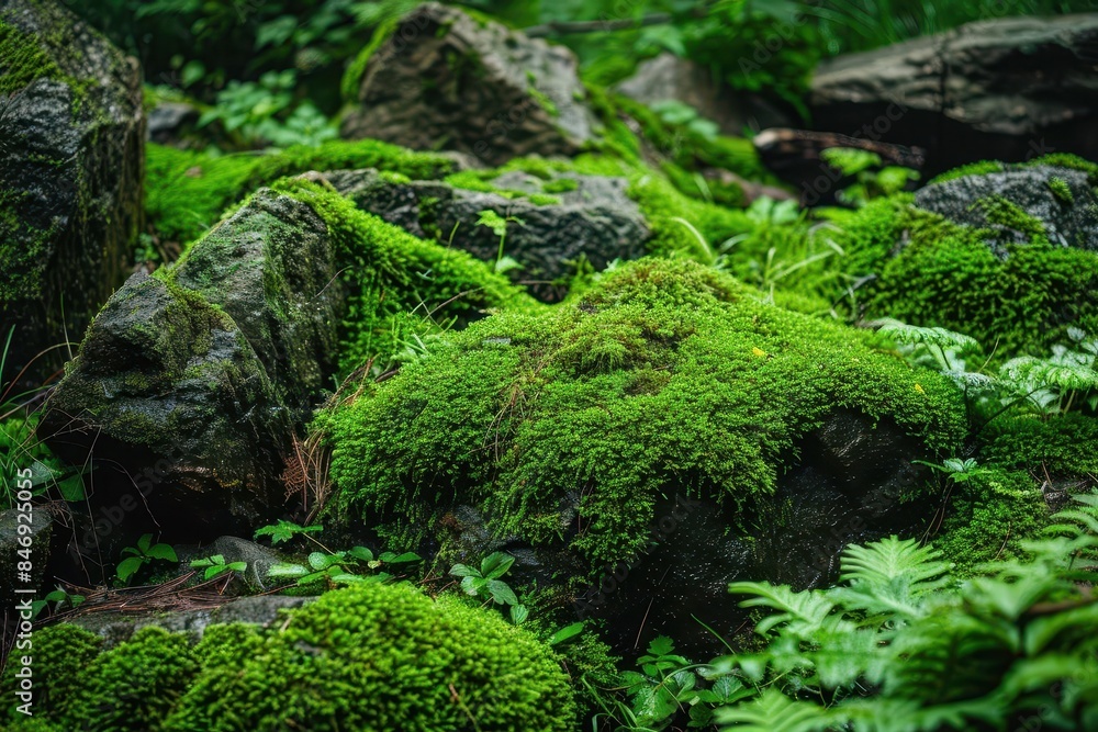 lush green mosscovered rocks in natural forest setting serene botanical cutout nature photo lush green mosscovered rocks in natural forest setting serene botanical cutout nature photo