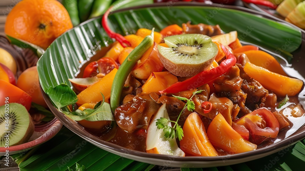 Rujak Cingur. a typical traditional culinary from East Java. Sliced mouth. Generative Ai Rujak Cingur. a typical traditional culinary from East Java. Sliced mouth. Generative Ai