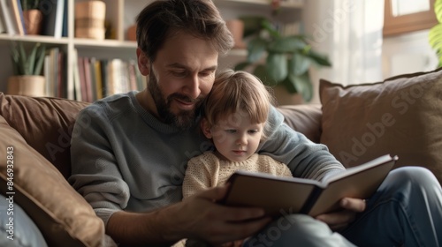 A parent reading subtitles to a younger child, both engaged with the screen.