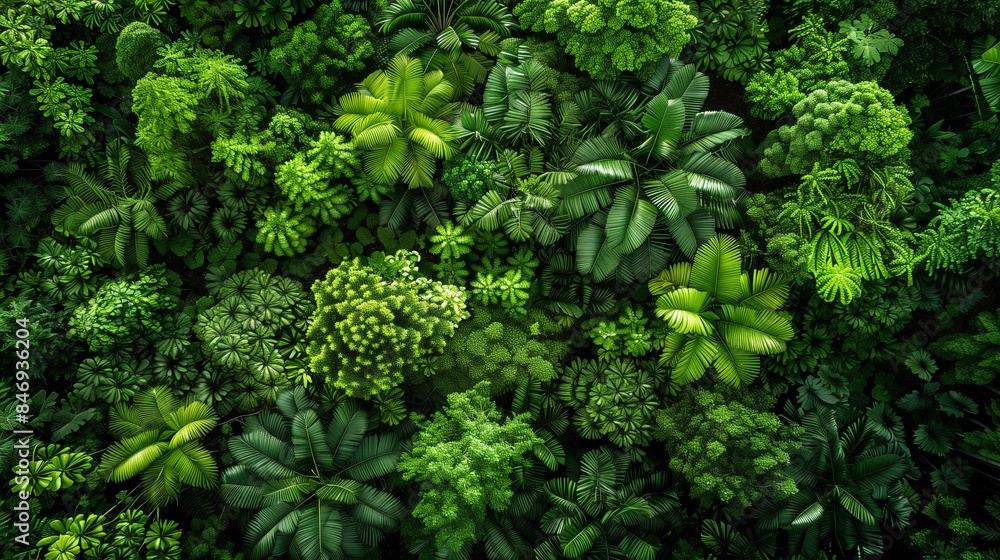Lush green tropical rainforest canopy seen from above. Lush green tropical rainforest canopy seen from above.