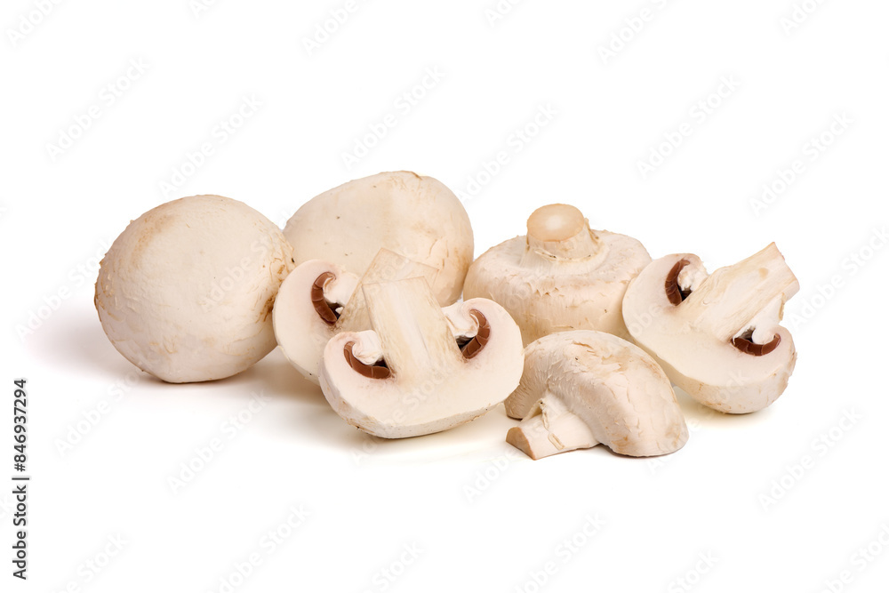 Fototapeta premium Champignon mushrooms, isolated on white background