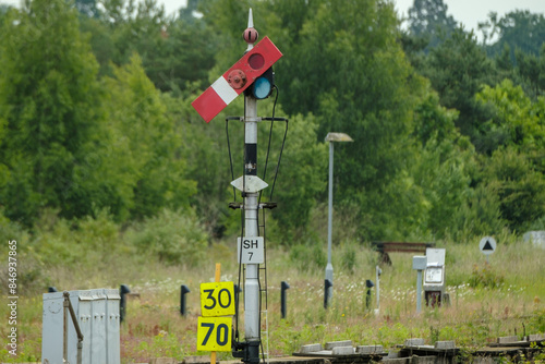 Lower quadrant semaphore signal in the clear position at Worcester Shrub Hill landscape format