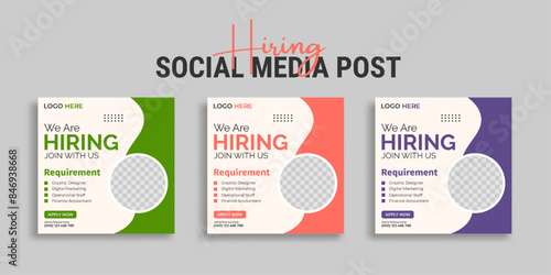 We are hiring job vacancy social media post or square web banner template vector design	