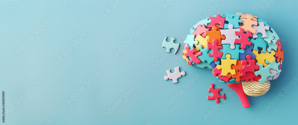 ADHD awareness month october, attention deficit hyperactivity disorder, mental health, brain with colorful jigsaw or puzzle pieces ADHD awareness month october, attention deficit hyperactivity disorder, mental health, brain with colorful jigsaw or puzzle pieces