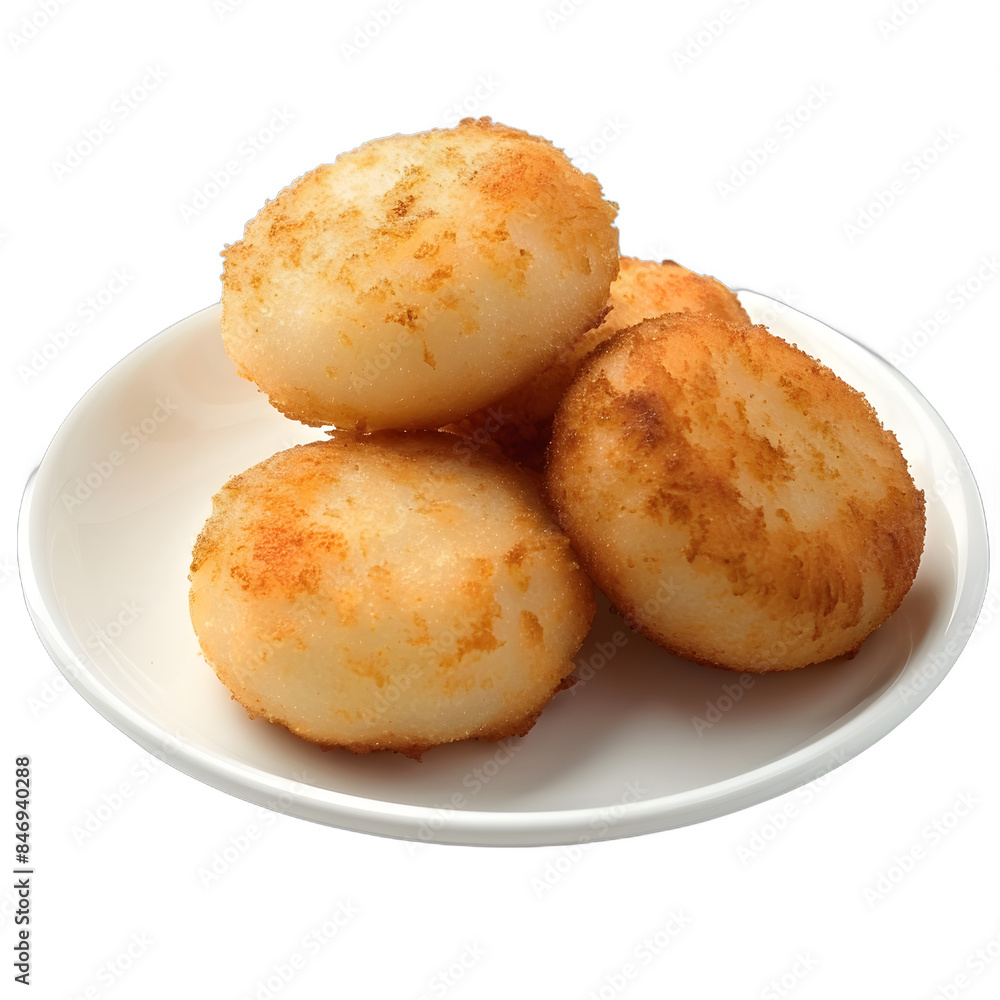 Fototapeta premium [Transparent Background PNG]Four pieces of fried glutinous rice balls