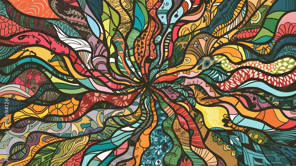 Dynamic Abstract Background with Doodles and Patterns Dynamic Abstract Background with Doodles and Patterns