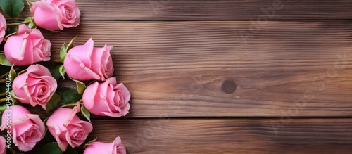 Pink roses displayed on a s...