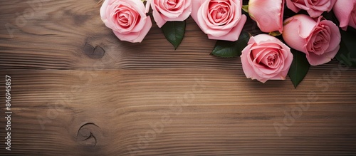 Pink roses and a heart shap...