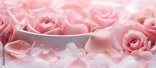 Pink roses and delicate pet...