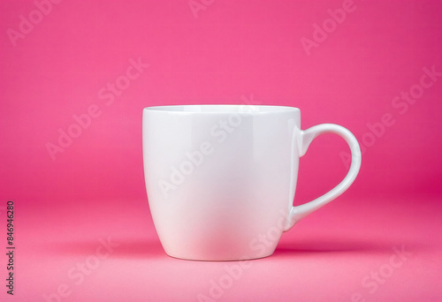 Simple mockup of a white mug on a pink background