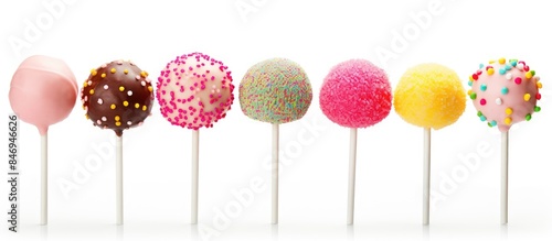 Colorful cake pops lined up...