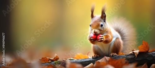 The red squirrel with a nut...