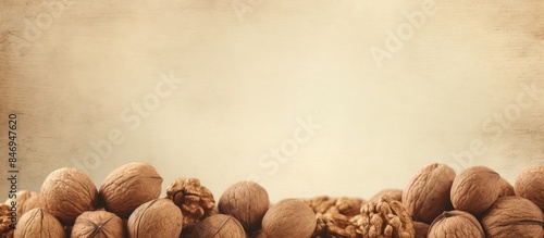 Several walnuts displayed t...