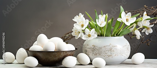 Eggs nestled in a bowl and ...