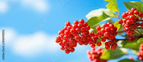 Vivid red berries stand out...