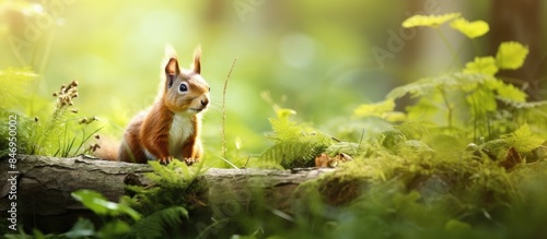 Red squirrel with bushy tai...