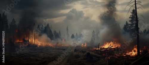 Dense forest area ablaze wi...