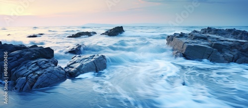 Rocky beach with turbulent ...