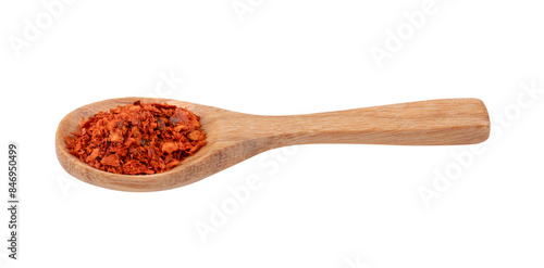 pile of red pepper in wood spoon on transparent png