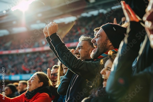 Wallpaper Mural A group of enthusiastic fans cheering passionately during a football game, showcasing excitement and team spirit in the crowd Torontodigital.ca