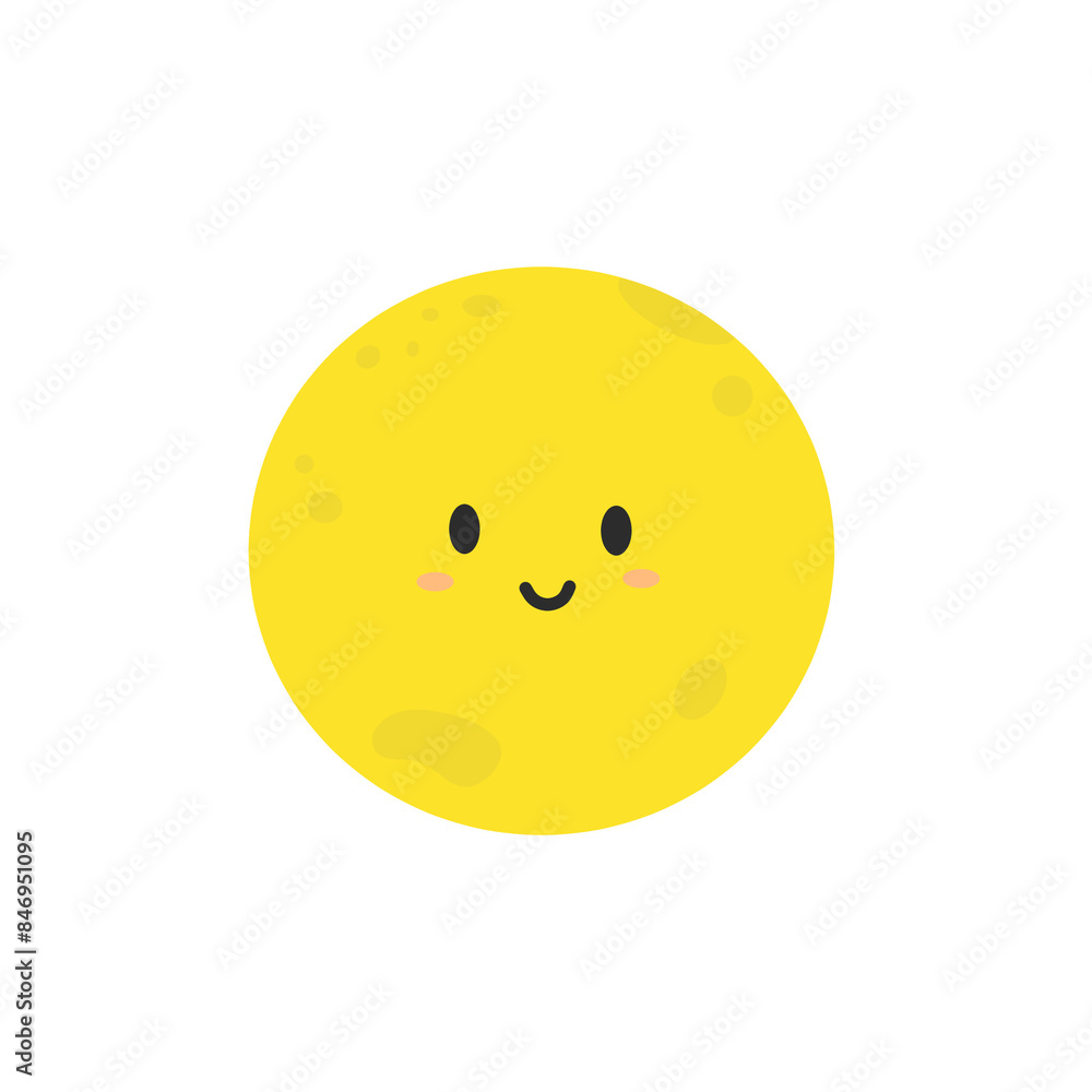 Fototapeta premium Cute Cartoon Moon Clipart. Illustration of a Smiling Moon.