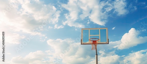 An outdoor basketball hoop ...