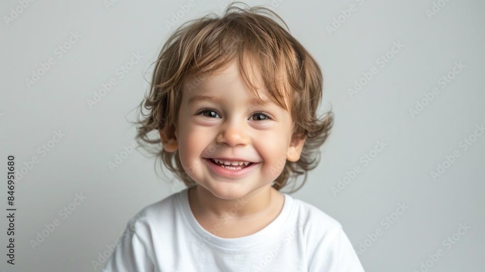 Portrait of a happy cute toddler girl wearing a white bodysuit Portrait of a happy cute toddler girl wearing a white bodysuit