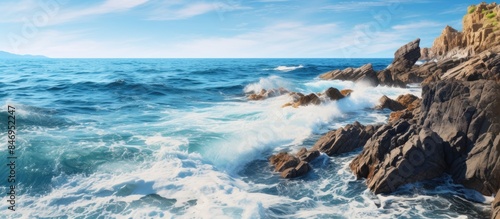 Ocean waves forcefully hitt...