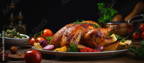 Whole roasted turkey served...