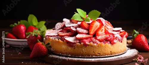A delectable cake adorned w...