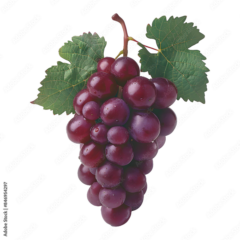 Fototapeta premium [Transparent Background PNG]Fresh Purple Grapes on White Background