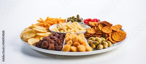 Assorted snacks such as chi...