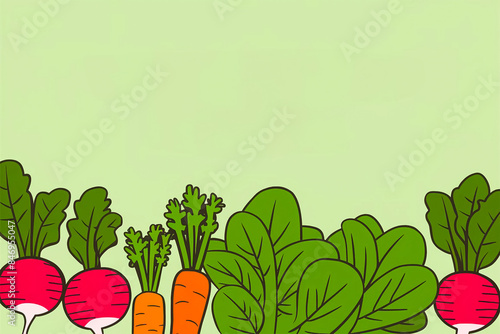 Bold Vegetable Illustrations Banner Light Green Background with Space for Text