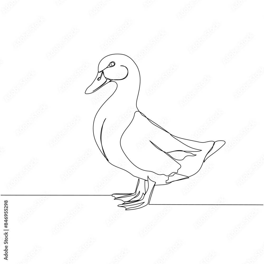 Fototapeta premium duck, poultry, goose one line art. Continuous line drawing of farm, nature, agriculture, farm animals, rural life, ranch.