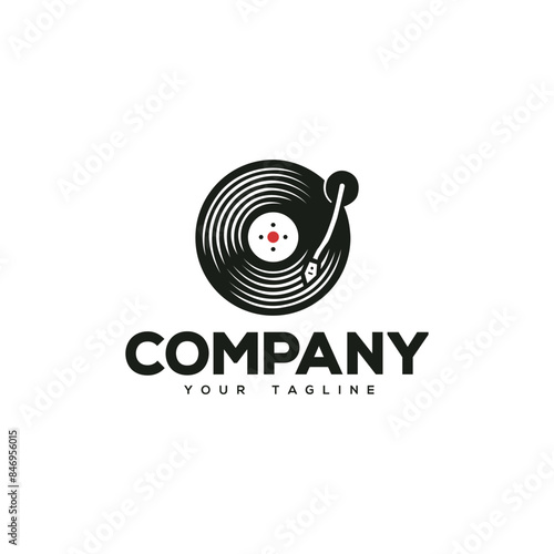 Creative logo design depicting a vinyl record. 