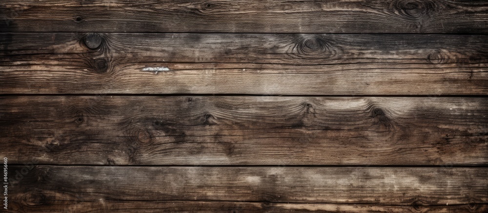 Obraz premium Weathered wooden wall featuring a small white sign, showcasing a rustic and charming aesthetic. with copy space image. Place for adding text or design