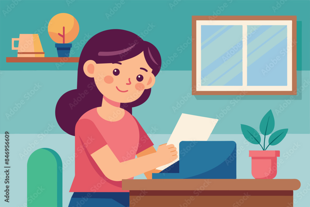 a girl sitting at a table and holding a tablet. Indoor environment at night. topic related to education, use of technology in learning or home learning environment. a girl sitting at a table and holding a tablet. Indoor environment at night. topic related to education, use of technology in learning or home learning environment.