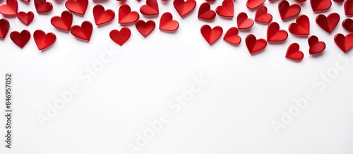 Group of red paper hearts c...