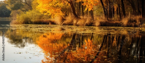 Fall foliage mirrored on th...