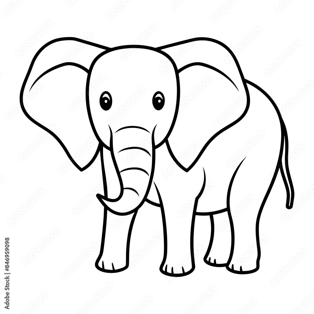 Elephant Vector Illustration Line Art - Elephant Line Art Silhouette, Animal Coloring Book Page For Kids. Elephant Black And White Vector Illustration Line Art For Kids Coloring Book. Elephant Vector Illustration Line Art - Elephant Line Art Silhouette, Animal Coloring Book Page For Kids. Elephant Black And White Vector Illustration Line Art For Kids Coloring Book.