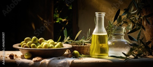 Table setting with green ol...