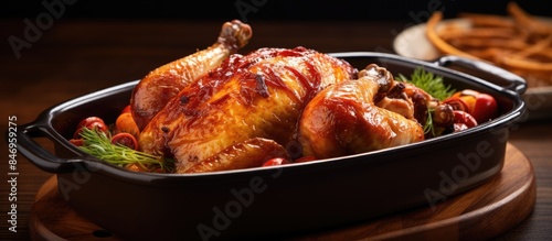 Roasting chicken in a pan s...