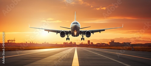 An airplane gracefully land...
