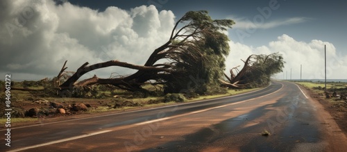 Trees by the roadside show ...