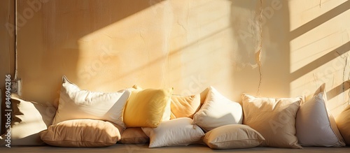 Couch adorned with comfy pi...