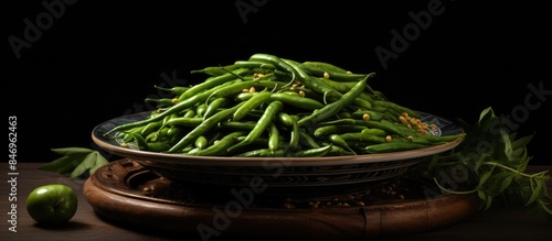 String beans placed in a bo...