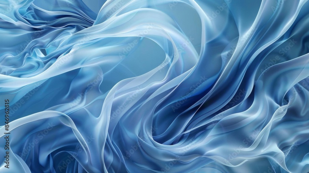 Obraz premium Abstract blue wave background Stylized water flow banner