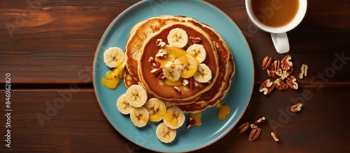 Pancakes topped with fresh ...