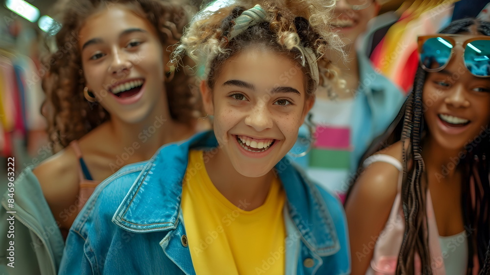 Portrait of a group of multinational young girls laughing together Portrait of a group of multinational young girls laughing together