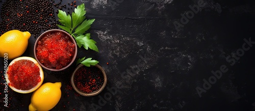 On a black table, there are...